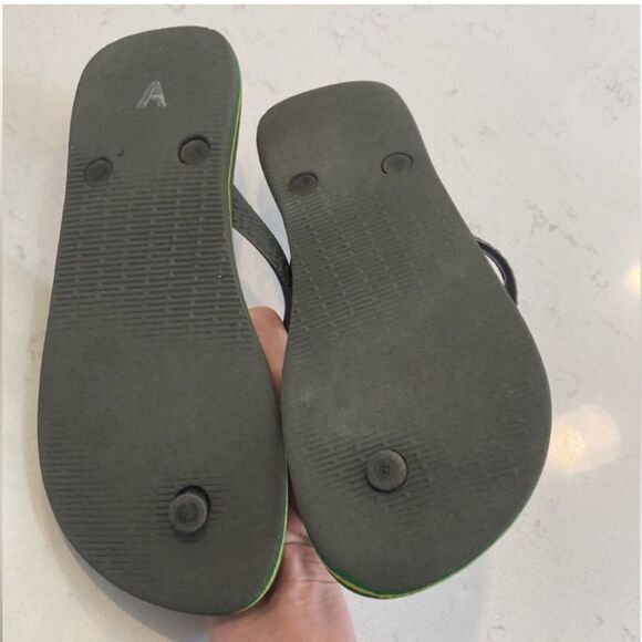 Havana's Brazil Army Green Grey Rubber Flip Flops size 7/8 - Picture 4 of 6